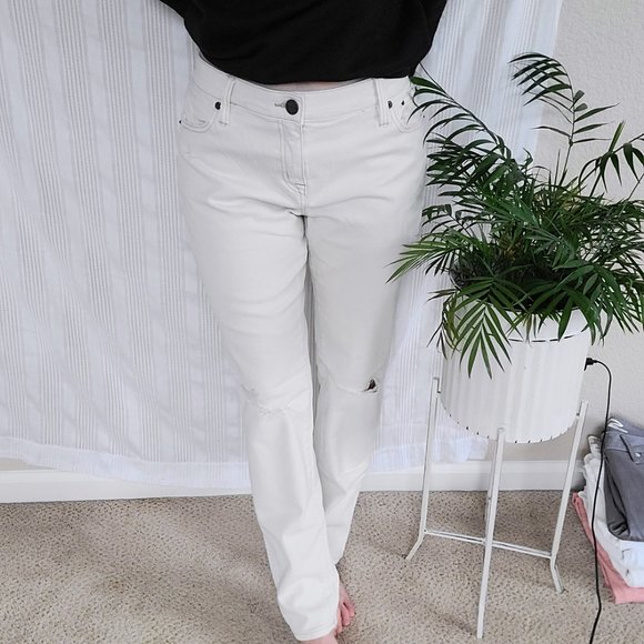 J.Crew Cropped Vintage Straight Leg Jeans in Distressed Ecru/Cream Size 26 - NWT - Picture 2 of 12